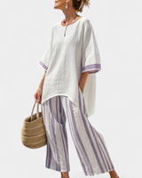 Allegra – bequeme Bluse und gestreifte Bambushose in Gestreift lila