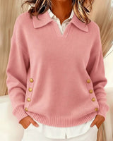 Telina – Langärmeliger Strickpullover Mit V-ausschnitt in Rosa