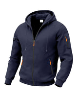 Herren nan technische Zip-Hoodiejacke mit wasserabweisenden Reißverschlusstaschen, Kapuze und verstärkten Ärmelpaspeln Drune in Dunkelblau