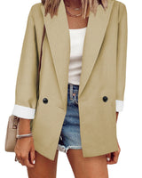 Damen nan legerer Oversize Blazer mit dreiviertelärmeln und kontrastmanschetten Drune in Apricot