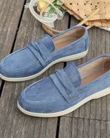 Damen nan elegante Wildlederoptik-Loafer mit gepolstertem Komfortfußbett Drune in Blau
