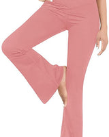 Damen nan taillenhohe Yogahose mit überkreuztem Bund und ausgestelltem Saum mit Schlitz Drune in Rosa