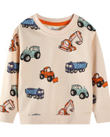 Unisex Sweatshirt mit bunten Baustellenfahrzeugen Drune in Pink