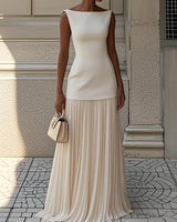 Ndilokelwa - Maxi Kleid Mit Falten in Beige