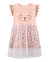 Mädchen Kleid mit Tiermotiv und Tüllunterrock Drune in Korallenrot