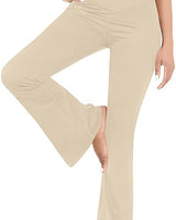 Damen nan taillenhohe Yogahose mit überkreuztem Bund und ausgestelltem Saum mit Schlitz Drune in Apricot