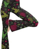 Damen nan taillenhohe Yogahose mit überkreuztem Bund und ausgestelltem Saum mit Schlitz Drune in Weihnachtsschwarz