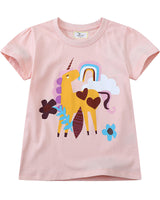 Mädchen T-Shirt mit buntem Einhornmotiv Drune in Braun