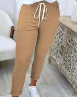 Damen nan taillierte Freizeithose mit Kordelzug und Umschlagbündchen Drune in Khaki