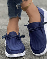 Damen nan lässige Slip-On Sneaker-Halbschuhe mit geripptem Textilobermaterial und elastischer Schnürung Drune in Blau