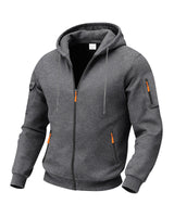Herren nan technische Zip-Hoodiejacke mit wasserabweisenden Reißverschlusstaschen, Kapuze und verstärkten Ärmelpaspeln Drune in Dunkelgrau