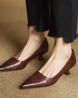 Samra – Pumps Aus Echtem Leder in Dunkelbraun