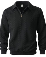 Martin | Polo Quarter Zip aus elegantem Strick in Schwarz