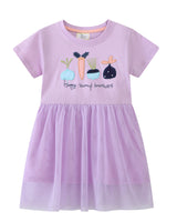 Mädchen Kleid mit floralem Stickdesign und Tüllrock Drune in Zitronengelb