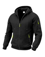 Herren nan technische Zip-Hoodiejacke mit wasserabweisenden Reißverschlusstaschen, Kapuze und verstärkten Ärmelpaspeln Drune in Schwarz