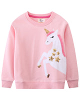 Mädchen Sweatshirt mit glitzerndem Einhornmotiv Drune in Türkis