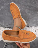 Damen nan bequeme Slip-On Loafer mit dekorativem Quastenbesatz und ergonomischer Gummisohle Drune in Orange-Gelb