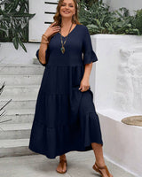 Avelisse - Anmutiges Fließendes Kleid in Marineblau