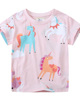 Mädchen T-Shirt mit buntem Einhorn-Design Drune in Grau