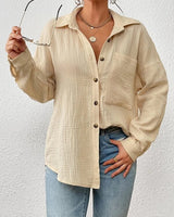 Kireliae - Hemd mit Button-down-Kragen in Khaki