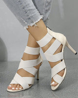Damen High-Heel-Sandaletten mit eleganten Riemen und komfortablem Plateau Drune in Off-White