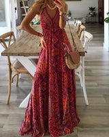 Taniaa – Maxikleid Mit V-Ausschnitt in Rot