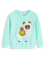 Mädchen Sweatshirt mit verspieltem Lama-Motiv Drune in Blau