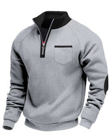 Eoghan – Fleece-Sweatshirt Mit Viertelreißverschluss in Hellgrau