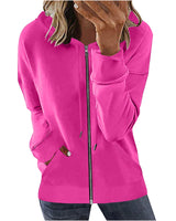 Damen nan Kapuzenjacke mit durchgehendem Reißverschluss, Kängurutaschen und elastischen Bündchen Drune in Fuchsia