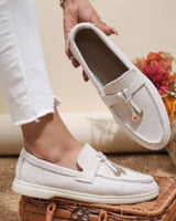 Damen nan bequeme Slip-On Loafer mit dekorativem Quastenbesatz und ergonomischer Gummisohle Drune in Cremeweiß