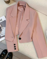Damen nan kurzer taillierter Blazer mit markantem Revers und Ein-Knopf-Verschluss Drune in Rosa 2329