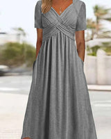 Maryjane | Damen Midikleid | V-Ausschnitt in Grau