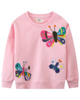 Mädchen Sweatshirt mit bunten Schmetterlings-Stickereien Drune in Grün