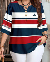 Damen Bluse mit Blumenmuster und Knopfleiste Drune in Rotblau