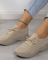 Damen nan gestrickte Slip-On Sneaker mit Memory-Fußbett und rutschfester Wellenlaufsohle Drune in Khaki