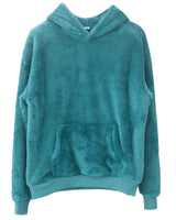 Unisex nan kuscheliger Teddy-Fleece Hoodie mit überlanger Passform und Kängurutasche Drune in Lagunenblau