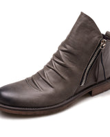 Herren Lederstiefelette mit seitlichem Reißverschluss - Alex in Grau