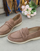 Damen nan elegante Wildlederoptik-Loafer mit gepolstertem Komfortfußbett Drune in Khaki
