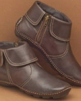 Damen nan knöchelhohe Lederoptik-Stiefelette mit umlegbarer Manschette und seitlichem Reißverschluss Drune in Hellbraun