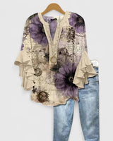 Juria – Bluse Mit Rüschenärmeln Und Blumenmuster in Lila