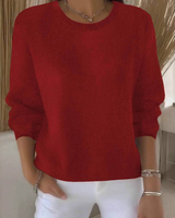 Claudia | Damen Alltagstauglicher Winter-Strickpullover in Rot