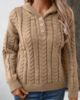 Talbot | Pull Henley Kuschelig Chic in Braun