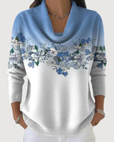 Sabatina - Pullover Mit Blumenmuster Und Weichem Kragen in Blau