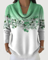 Sabatina - Pullover Mit Blumenmuster Und Weichem Kragen in Grün
