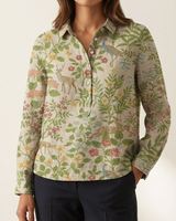 Elena – Gemustertes Leinenhemd in Beige