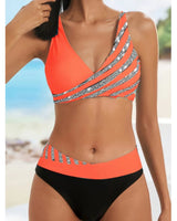 Hanna | Bedrucktes Neckholder-Oberteil in Orange