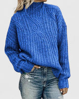 Andreas | Damen Gerippter Winterpullover mit langen Ärmeln in Blau