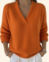 Abigail | V-Ausschnitt Seitlich Gerafft Bluse in Orange