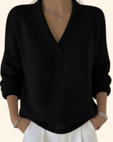 Abigail | V-Ausschnitt Seitlich Gerafft Bluse in Schwarz