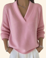 Abigail | V-Ausschnitt Seitlich Gerafft Bluse in Rosa
